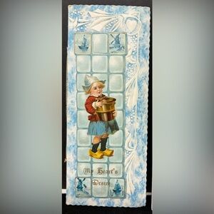 Antique Embossed Cardboard Booklet “My Hearts Desire” with Dutch Boy on Cover